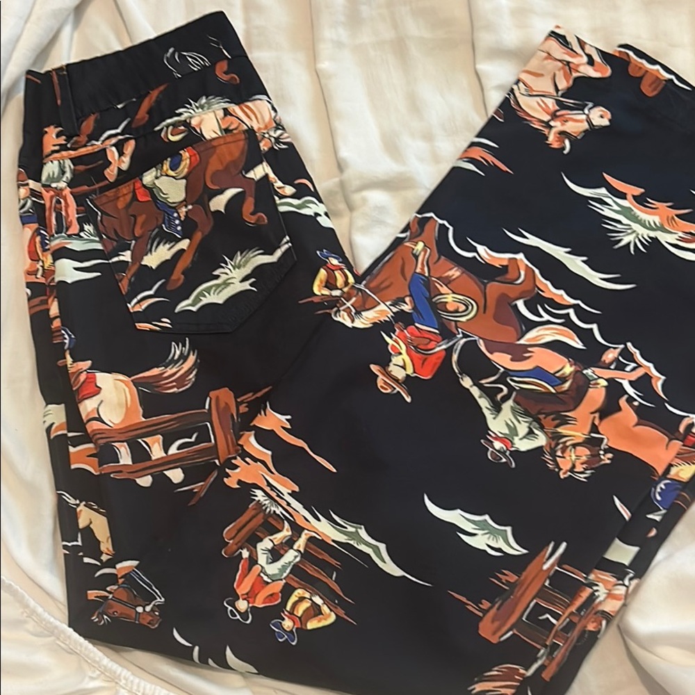 Cowboy Print Boot Cut Pants